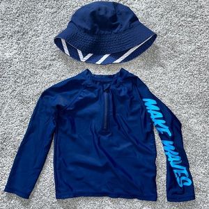 OshKosh Long Sleeve Rash Guard with Reversible Bucket Hat